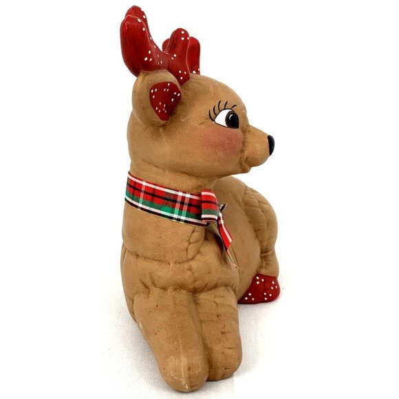 Kimple Deer Reindeer Red Brown Hand Painted Hand Painted 8" long Vintage - Picture 4 of 7